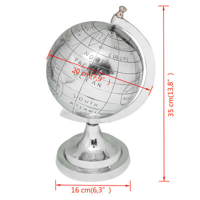 vidaXL Globus se stojánkem hliník stříbrný 35 cm