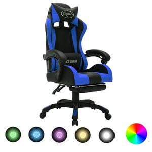vidaXL Hern&iacute; židle s RGB LED podsv&iacute;cen&iacute;m modro-čern&aacute; faux kůže