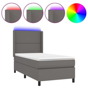 vidaXL Box spring postel s matrac&iacute; a LED &scaron;ed&aacute; 90x200 cm uměl&aacute; kůže