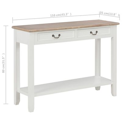 vidaXL Konzolový stolek bílý 110 x 35 x 80 cm dřevo