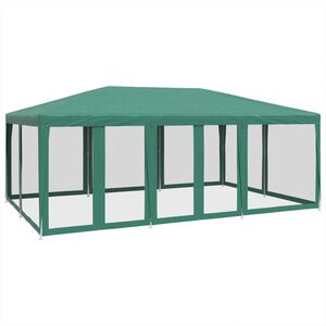 vidaXL Party stan s 10 s&iacute;ťovan&yacute;mi bočnicemi zelen&yacute; 6 x 4 m HDPE