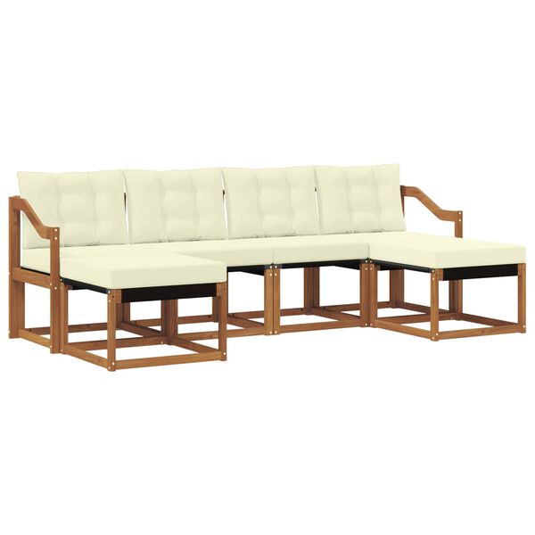 vidaXL Venkovn&iacute; pohovkov&aacute; souprava 6 pcs Přirozen&aacute; a Kr&eacute;mov&aacute;