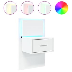 vidaXL N&aacute;stěnn&yacute; nočn&iacute; stolek s LED osvětlen&iacute;m b&iacute;l&yacute;