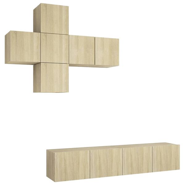 vidaXL 7d&iacute;ln&yacute; set TV skř&iacute;něk dub sonoma kompozitn&iacute; dřevo