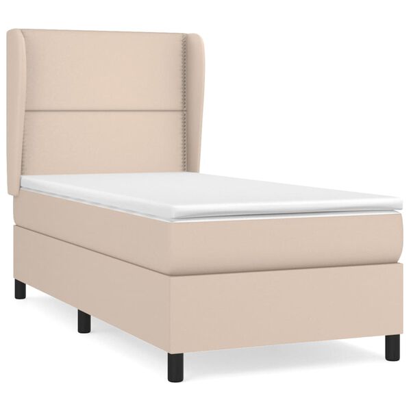 vidaXL Box spring postel s matrac&iacute; cappuccino 90x200 cm uměl&aacute; kůže