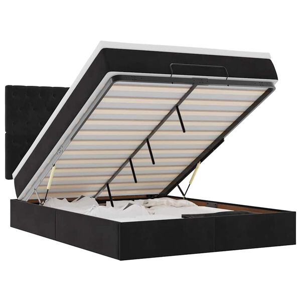 vidaXL Osmansk&yacute; r&aacute;m postele s matracemi čern&aacute; 140x190cm samet