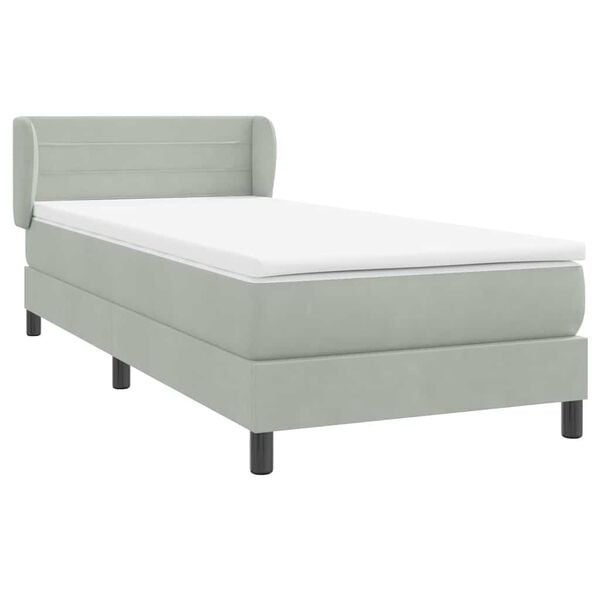 vidaXL Box spring postel s matrac&iacute; světle &scaron;ed&aacute; 80x220 cm samet