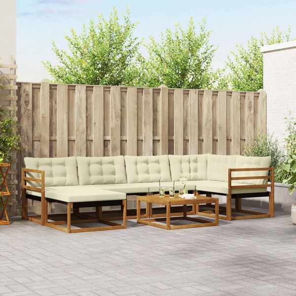 vidaXL Venkovn&iacute; pohovkov&aacute; souprava 19 pcs Přirozen&aacute; a Kr&eacute;mov&aacute;