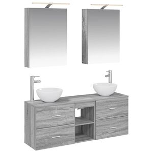 vidaXL Sada koupelnov&yacute;ch skř&iacute;něk 5 pcs &Scaron;ed&yacute; Sonoma 50 x 14,5 x 70 cm