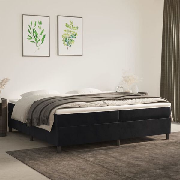 vidaXL Box spring postel s matrac&iacute; čern&aacute; 200x200 cm samet