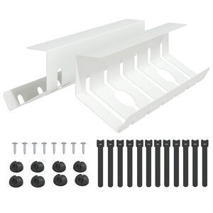 vidaXL Tray na kabely pod stolem 2 ks B&iacute;l&aacute; 44 x 11,5 x 13,5 cm Ocel