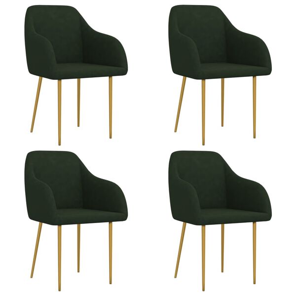 vidaXL J&iacute;deln&iacute; židle 4 ks tmavě zelen&eacute; samet
