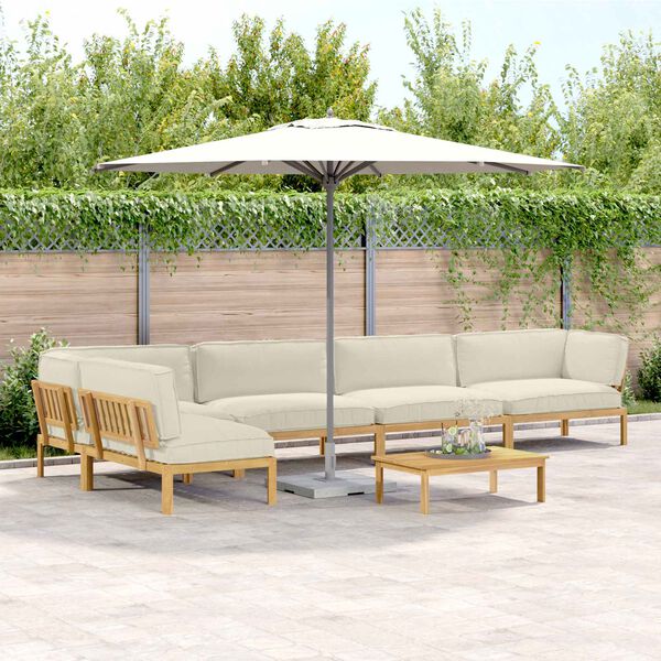 vidaXL Set pohovek s pol&scaron;t&aacute;řem 6 pcs Kr&eacute;mov&aacute; Masivn&iacute; ak&aacute;tov&eacute; dřevo