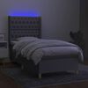 vidaXL Box spring postel s matrac&iacute; a LED světle &scaron;ed&aacute; 90x200 cm textil