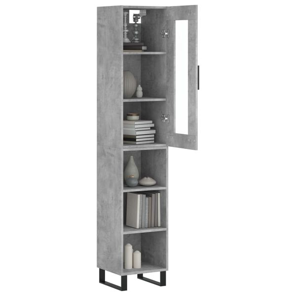 vidaXL Skř&iacute;ň highboard betonově &scaron;ed&aacute; 34,5x34x180 cm kompozitn&iacute; dřevo