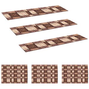 vidaXL N&aacute;&scaron;lapy na schody 15 ks 76 x 20 cm Hněd&aacute; Polyester Obd&eacute;ln&iacute;kov&yacute;