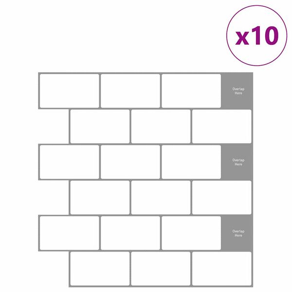 vidaXL Subway dlaždice 10 pcs B&iacute;l&aacute; &scaron;ed&aacute; 30,5 x 30,5 cm