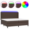 vidaXL Box spring postel s matrac&iacute; a LED hněd&aacute; 200x200 cm uměl&aacute; kůže