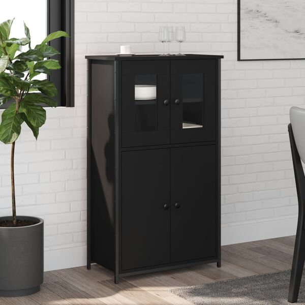 vidaXL Skř&iacute;ň highboard čern&aacute; 62 x 32 x 106,5 cm kompozitn&iacute; dřevo