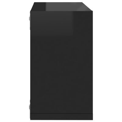 vidaXL Nástěnné police kostky 2 ks černé lesklé 26x15x26cm dřevotříska