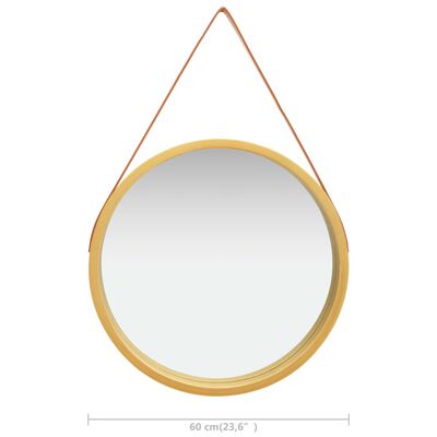 vidaXL Nástěnné zrcadlo s popruhem 60 cm zlaté