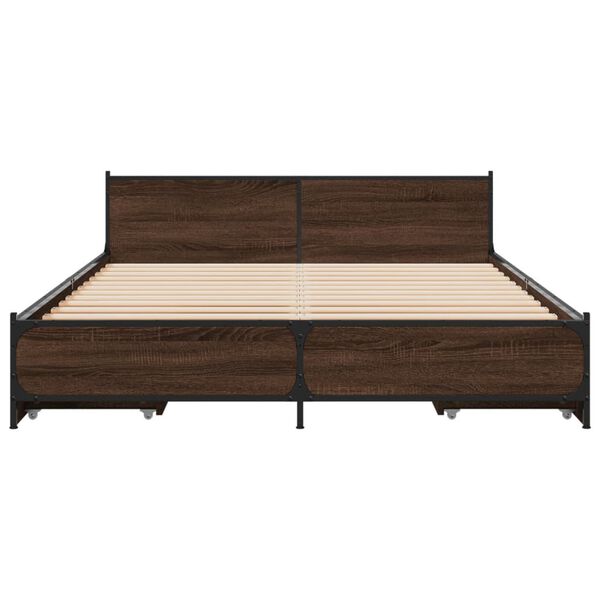 vidaXL R&aacute;m postele se z&aacute;suvkami hněd&yacute; dub 120x200 cm kompozitn&iacute; dřevo