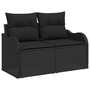 vidaXL Zahradn&iacute; sofa s pol&scaron;t&aacute;řem Čern&aacute; 121 x 62 x 69 cm polyratan