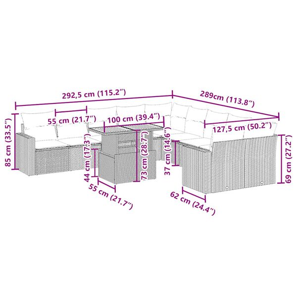 vidaXL 11d&iacute;ln&yacute; zahradn&iacute; sedac&iacute; souprava s podu&scaron;kami b&eacute;žov&yacute; polyratan