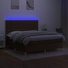 vidaXL Box spring postel s matrac&iacute; a LED tmavě hněd&aacute; 180x200 cm textil