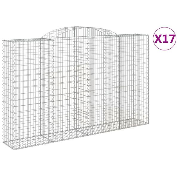 vidaXL Klenut&eacute; gabionov&eacute; ko&scaron;e 17ks 300x50x180/200cm pozinkovan&eacute; železo