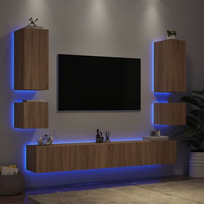 vidaXL 6dílná obývací stěna s LED osvětlením dub sonoma