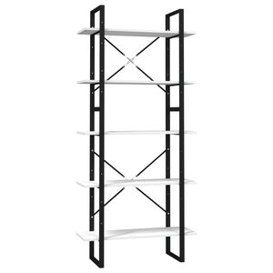 vidaXL Knihovna s 5 policemi b&iacute;l&aacute; 80 x 30 x 175 cm borov&eacute; dřevo