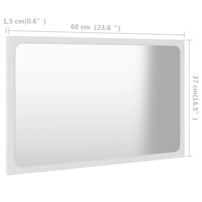 vidaXL Koupelnové zrcadlo bílé 60 x 1,5 x 37 cm dřevotříska