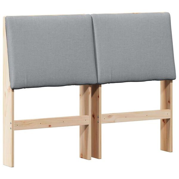 vidaXL Čalouněn&eacute; čelo postele Světle &scaron;ed&aacute; 120 cm Masivn&iacute; borov&eacute; dřevo