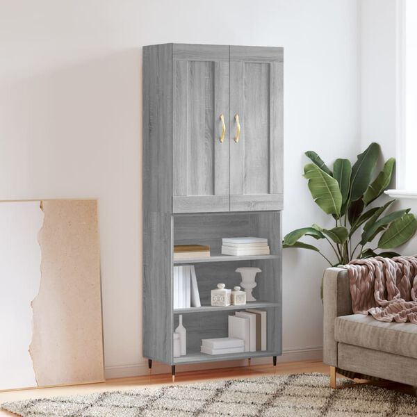 vidaXL Skř&iacute;ň highboard &scaron;ed&aacute; sonoma 69,5 x 34 x 180 cm kompozitn&iacute; dřevo