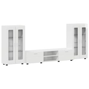 vidaXL Sestava TV skř&iacute;něk se z&aacute;suvkou FLORIN 3 pcs Vysoce leskl&aacute; b&iacute;l&aacute;