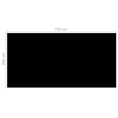 vidaXL Kryt na bazén černý 732 x 366 cm PE