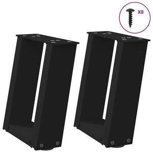 vidaXL Nohy konferenčn&iacute;ho stolku ve tvaru U, 2 ks, čern&eacute;, 30 x (30-31) cm, ocel