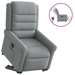 vidaXL Elektrick&eacute; zvedac&iacute; polohovac&iacute; křeslo světle &scaron;ed&eacute; textil