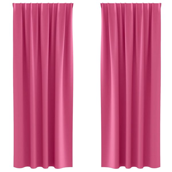 vidaXL Z&aacute;věsy na zatemněn&iacute; s kroužky 2 pcs Jasně růžov&aacute; 260 x 140 cm
