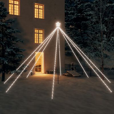 vidaXL Vánoční světelný strom dovnitř i ven 800 LED studený bílý 5 m
