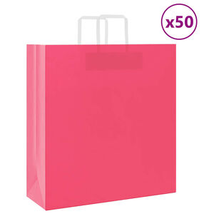 vidaXL Pap&iacute;rov&eacute; ta&scaron;ky 50 ks s uchy Růžov&aacute; 45x17x48 cm