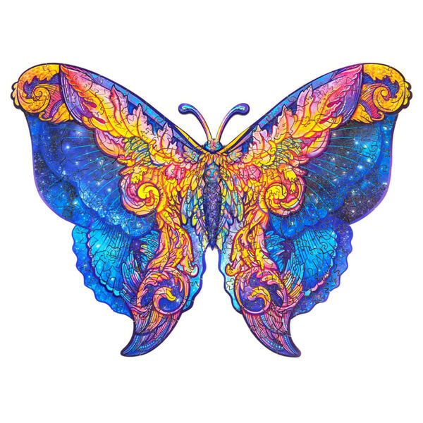 UNIDRAGON 199d&iacute;ln&eacute; dřevěn&eacute; puzzle Intergalaxy Butterfly 32 x 23 cm