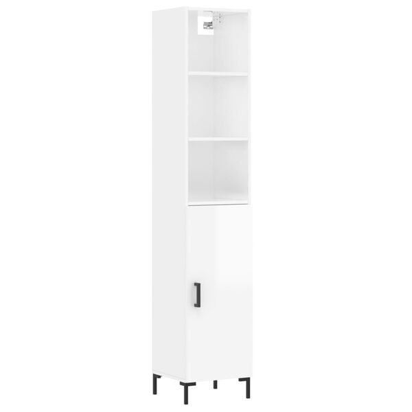 vidaXL Skř&iacute;ň highboard b&iacute;l&aacute; s vysok&yacute;m leskem 34,5x34x180 cm kompozit