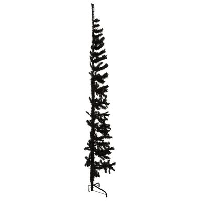 vidaXL Úzký umělý poloviční vánoční stromek se stojanem černý 240 cm