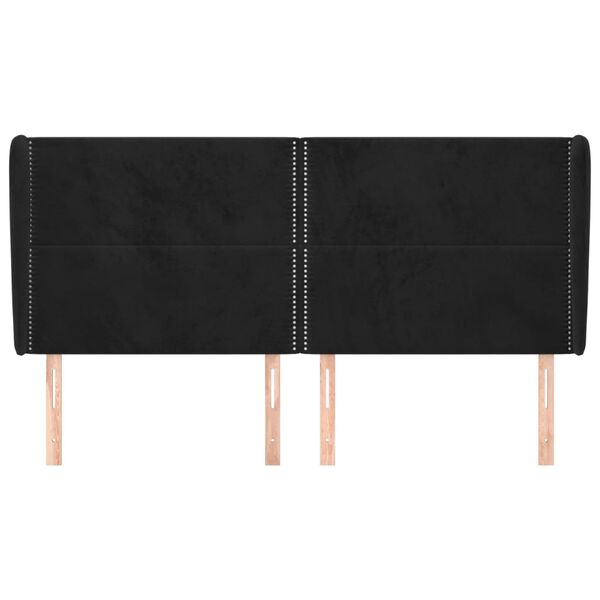 vidaXL Čelo postele typu u&scaron;&aacute;k čern&eacute; 163x23x118/128 cm samet