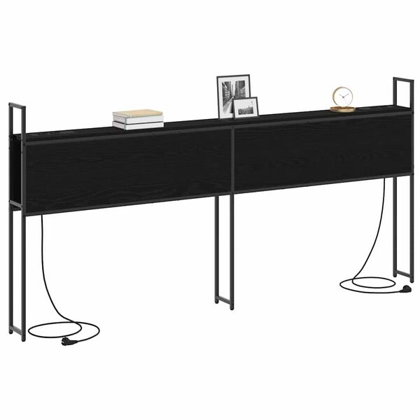 vidaXL &Uacute;ložn&aacute; hlavov&aacute; deska s nab&iacute;jec&iacute; stanic&iacute; s čelo Čern&yacute; dub 200 cm