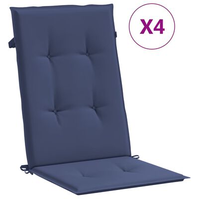 vidaXL Podušky na židli s vysokým opěradlem 4ks námořnická modř textil