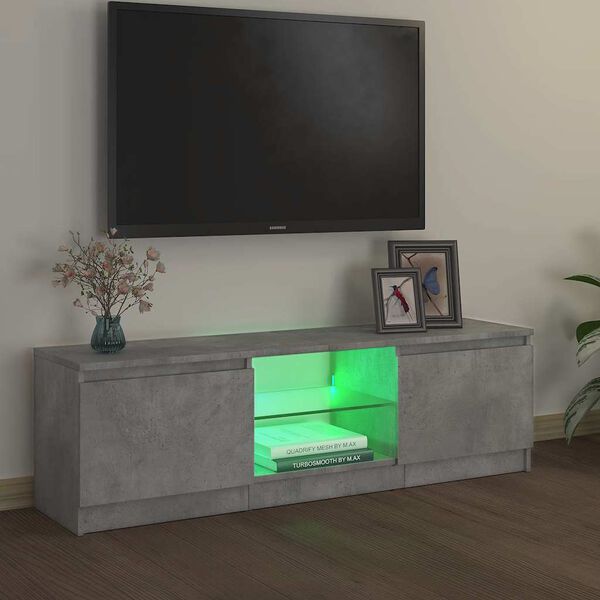 vidaXL TV skř&iacute;ňka s LED osvětlen&iacute;m betonově &scaron;ed&aacute; 120 x 30 x 36 cm