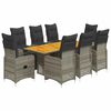 vidaXL 9d&iacute;ln&yacute; zahradn&iacute; bistro set s podu&scaron;kami &scaron;ed&yacute; polyratan